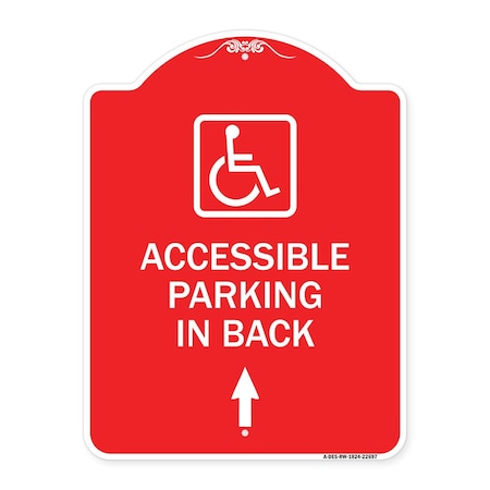 Signmission W/ NY Approved Isa Accessible Parking on Up Arrow W/ Graphic Alum Sign, 18" x 24", RW-1824-22697 A-DES-RW-1824-22697